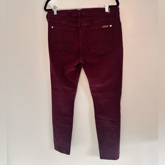 7 FOR ALL MANKIND Jeans Gwenevere High-Waist Ankle Skinny Pants Maroon SZ 32 - Picture 2 of 16